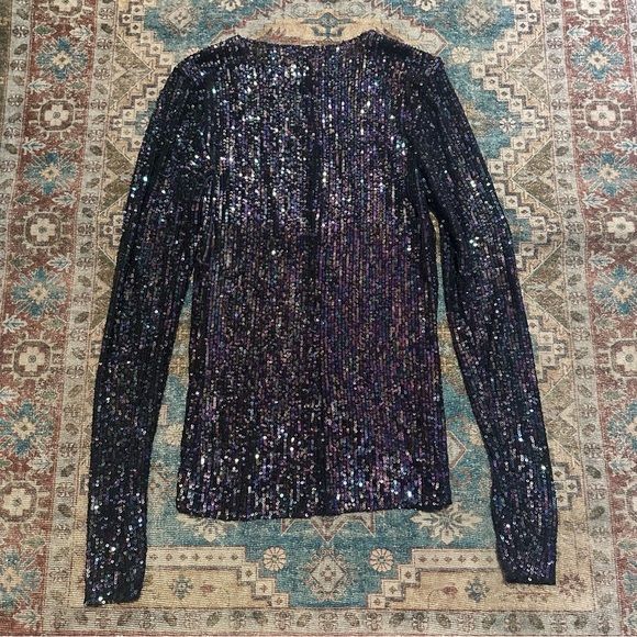 Free People•Sequin Black Long Sleeve Top size XS - Picture 8 of 8